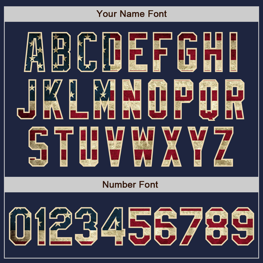 Custom Navy Vintage USA Flag Cream-Cream Gradient Classic Vertical Stripe Authentic Baseball Jersey baseball jersey product view 5
