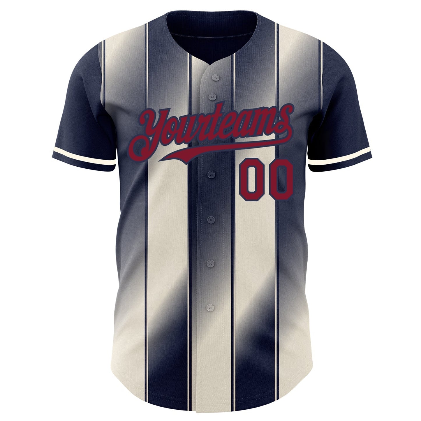 Custom Navy Crimson-Cream Gradient Classic Vertical Stripe Authentic Baseball Jersey baseball jersey product view 2