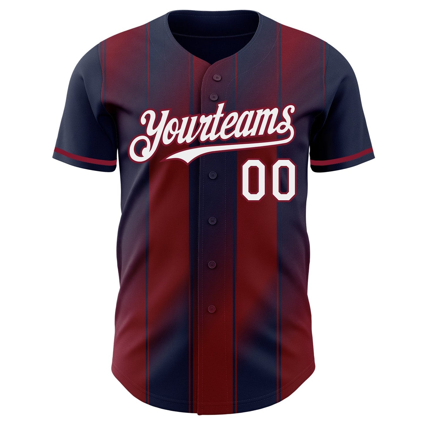 Custom Navy White-Crimson Gradient Classic Vertical Stripe Authentic Baseball Jersey baseball jersey product view 2