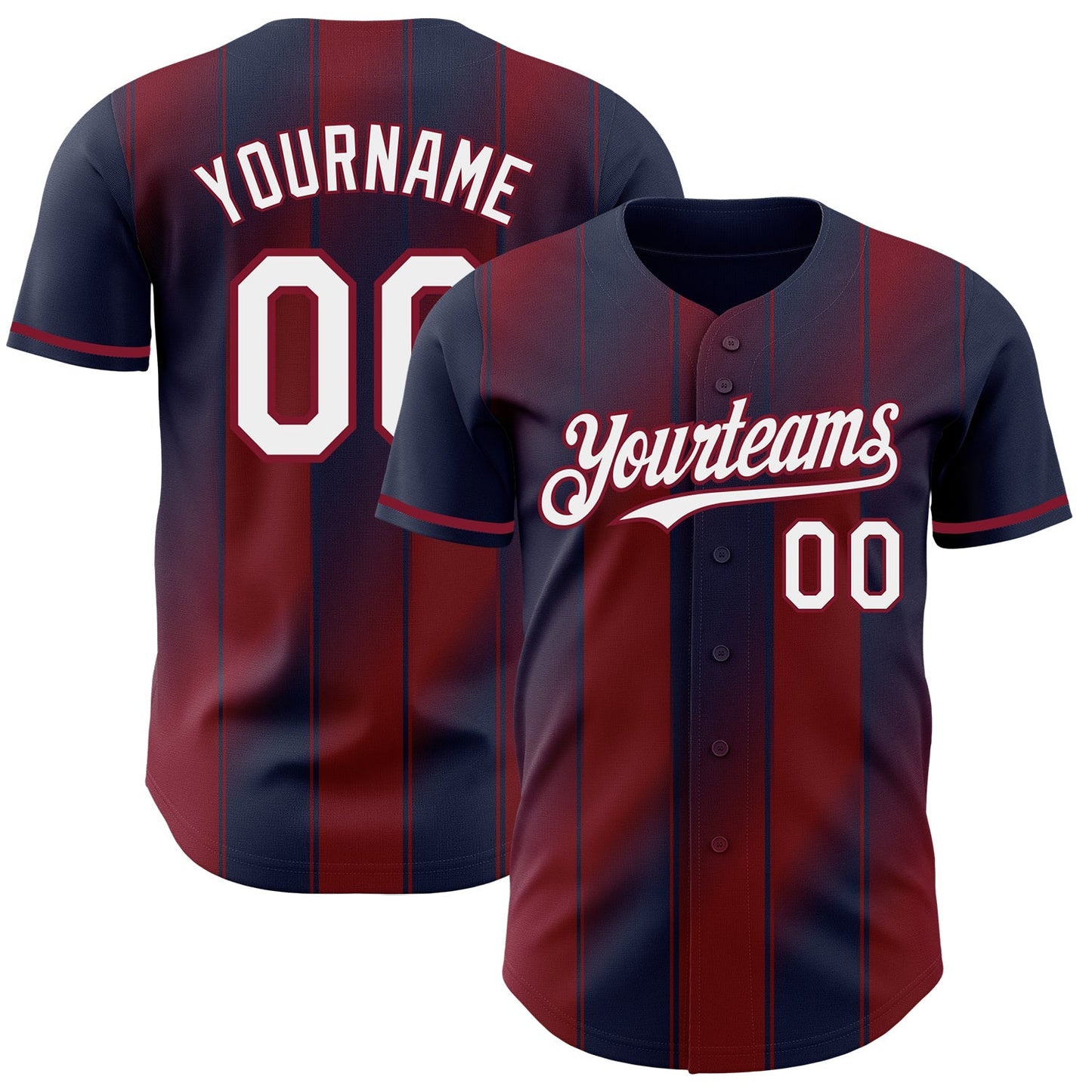 Custom Navy White-Crimson Gradient Classic Vertical Stripe Authentic Baseball Jersey baseball jersey product view 1