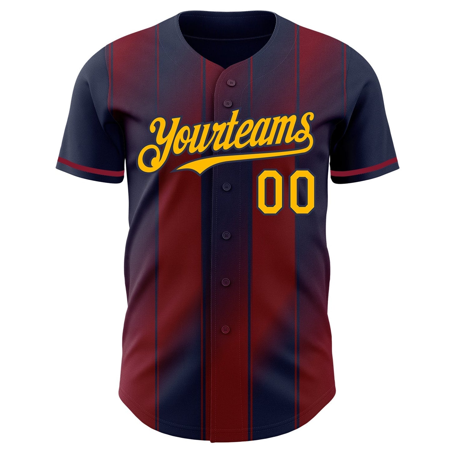 Custom Navy Gold-Crimson Gradient Classic Vertical Stripe Authentic Baseball Jersey baseball jersey product view 2