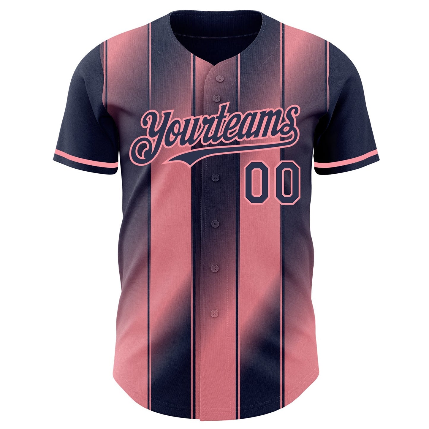 Custom Navy-Medium Pink Gradient Classic Vertical Stripe Authentic Baseball Jersey baseball jersey product view 2