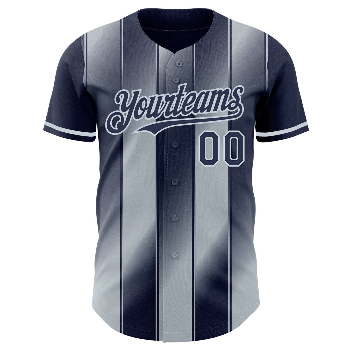 Custom Navy-Silver Gradient Classic Vertical Stripe Authentic Baseball Jersey baseball jersey product view 2