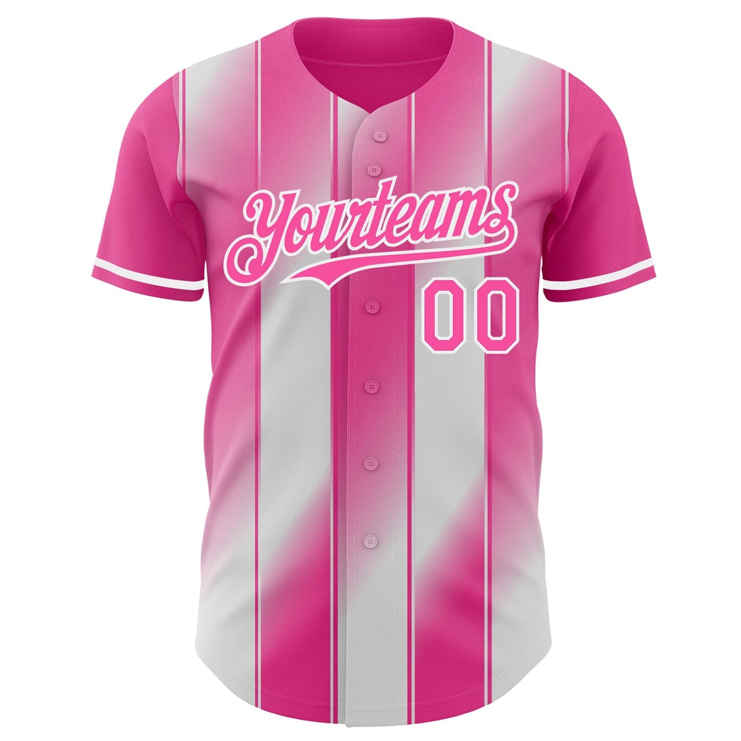 Custom Pink-White Gradient Classic Vertical Stripe Authentic Baseball Jersey baseball jersey product view 2