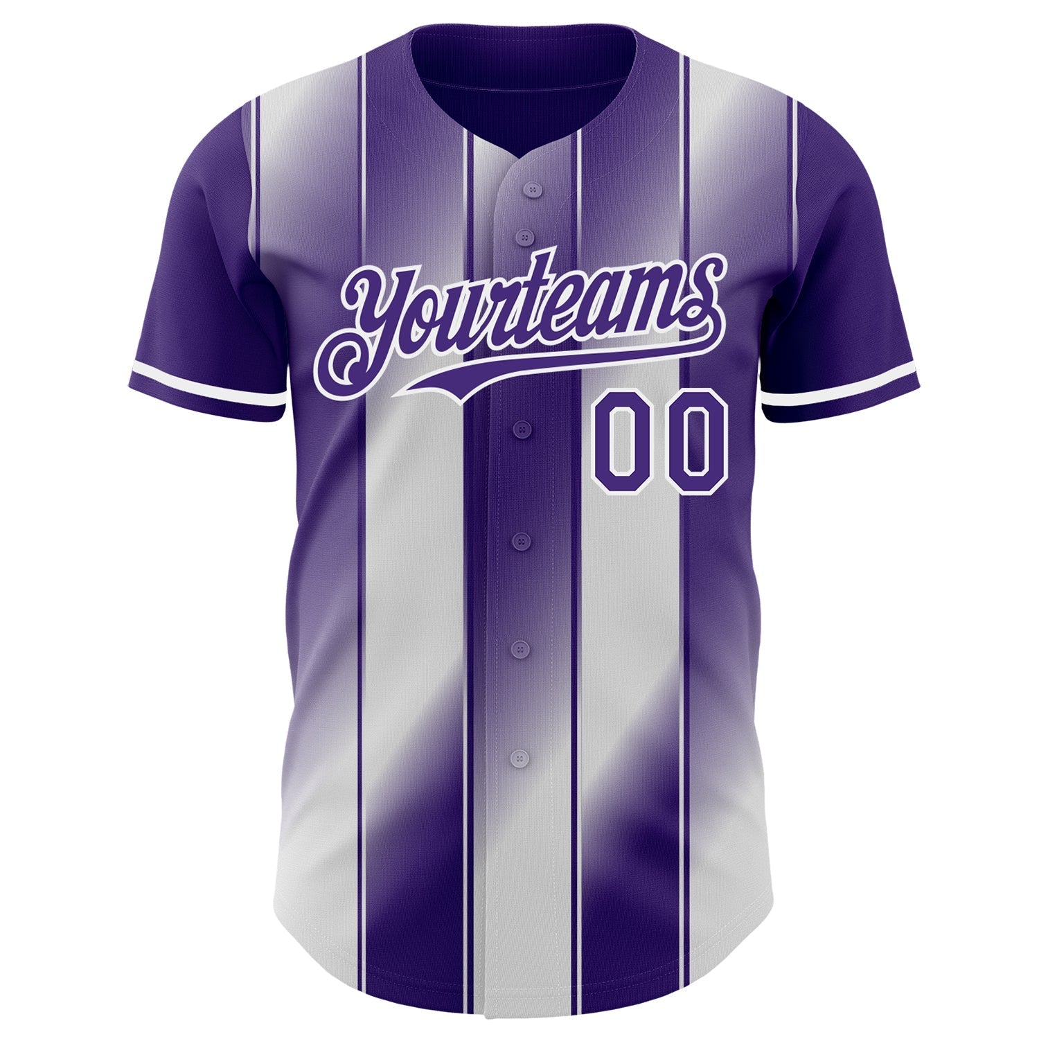 Custom Purple-White Gradient Classic Vertical Stripe Authentic Baseball Jersey baseball jersey product view 2