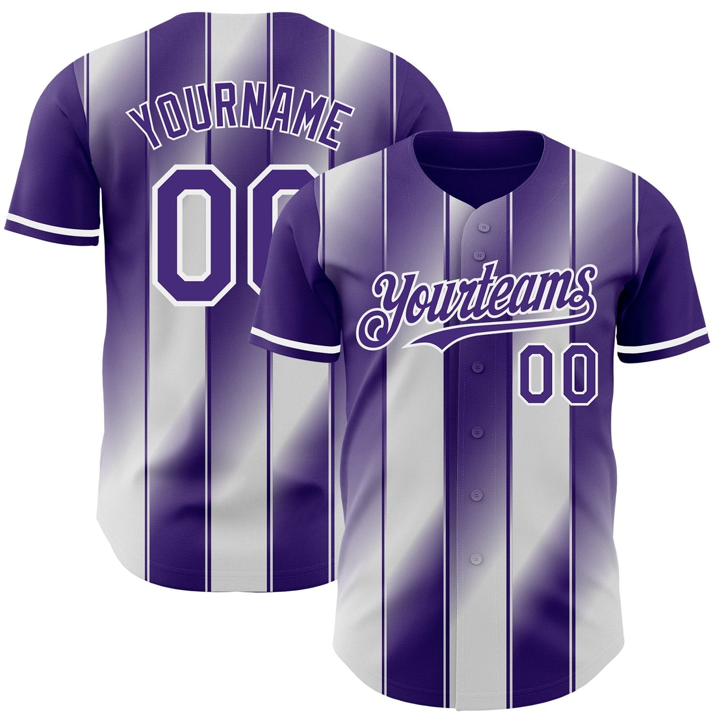 Custom Purple-White Gradient Classic Vertical Stripe Authentic Baseball Jersey baseball jersey product view 1