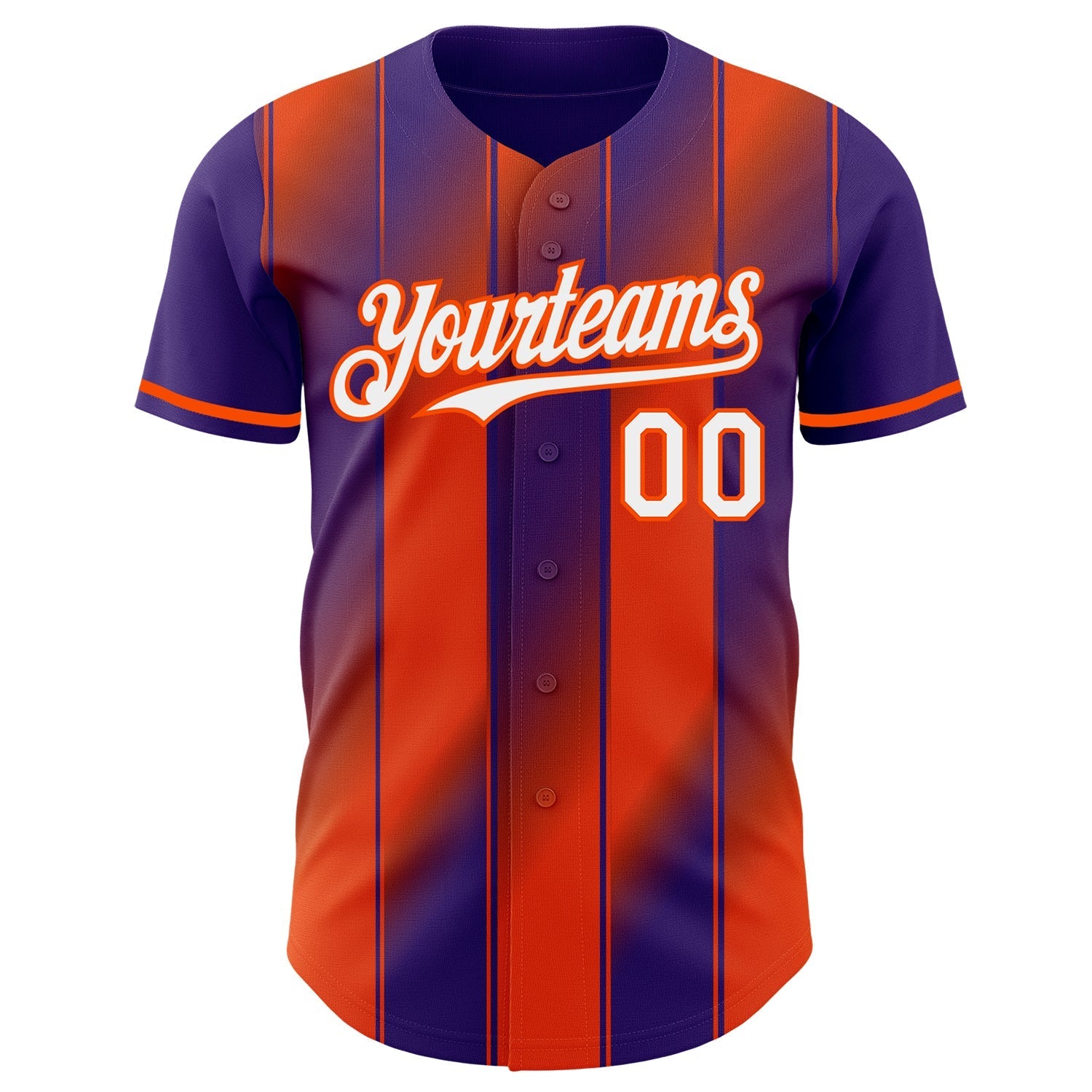 Custom Purple White-Orange Gradient Classic Vertical Stripe Authentic Baseball Jersey baseball jersey product view 2
