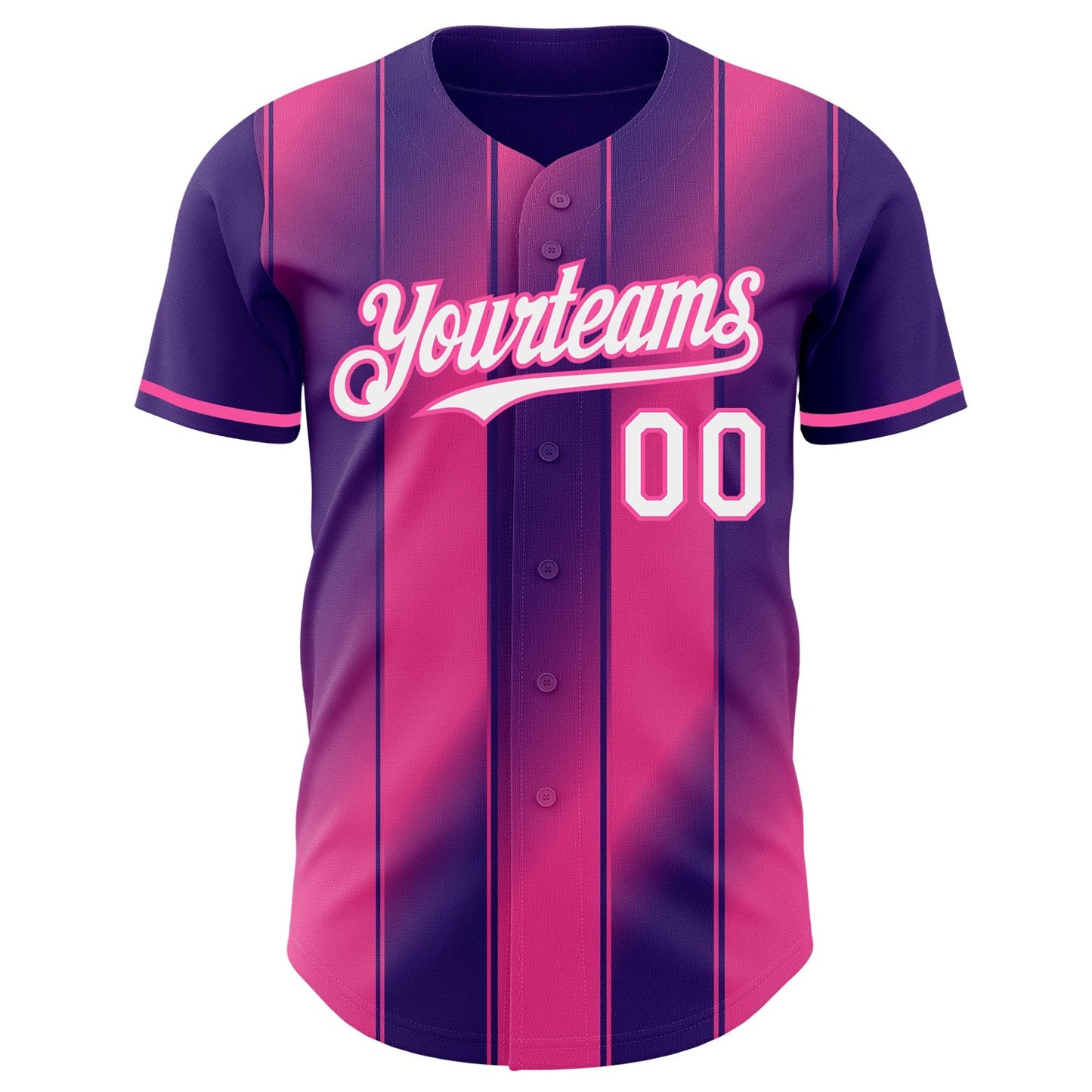 Custom Purple White-Pink Gradient Classic Vertical Stripe Authentic Baseball Jersey baseball jersey product view 2