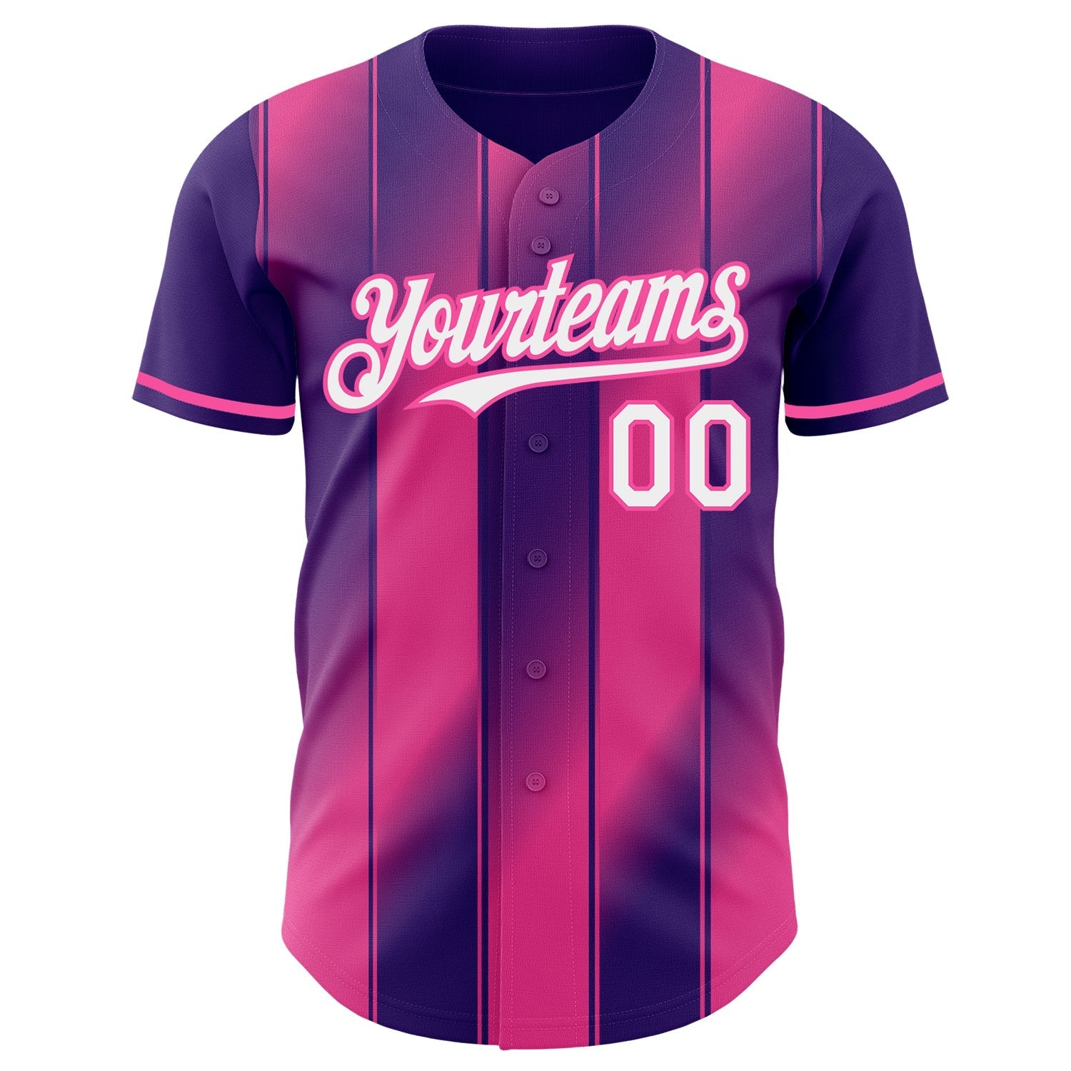 Custom Purple White-Pink Gradient Classic Vertical Stripe Authentic Baseball Jersey baseball jersey product view 2