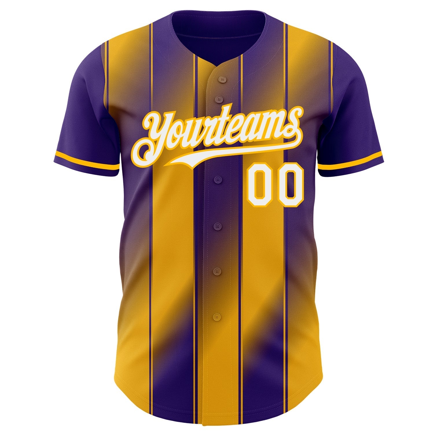 Custom Purple White-Gold Gradient Classic Vertical Stripe Authentic Baseball Jersey baseball jersey product view 2