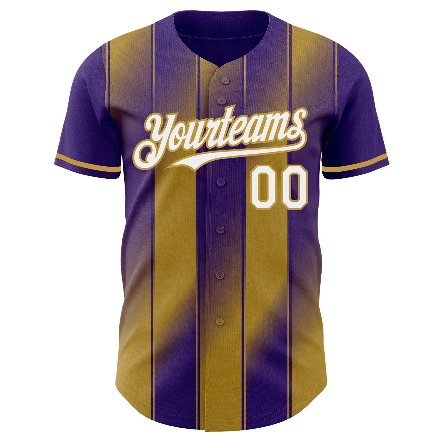 Custom Purple White-Old Gold Gradient Classic Vertical Stripe Authentic Baseball Jersey baseball jersey product view 2