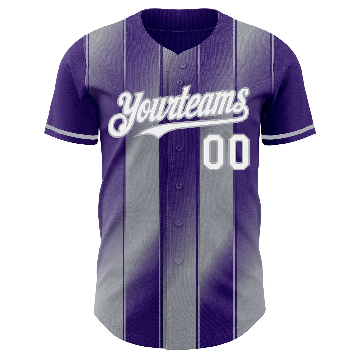 Custom Purple White-Gray Gradient Classic Vertical Stripe Authentic Baseball Jersey baseball jersey product view 2