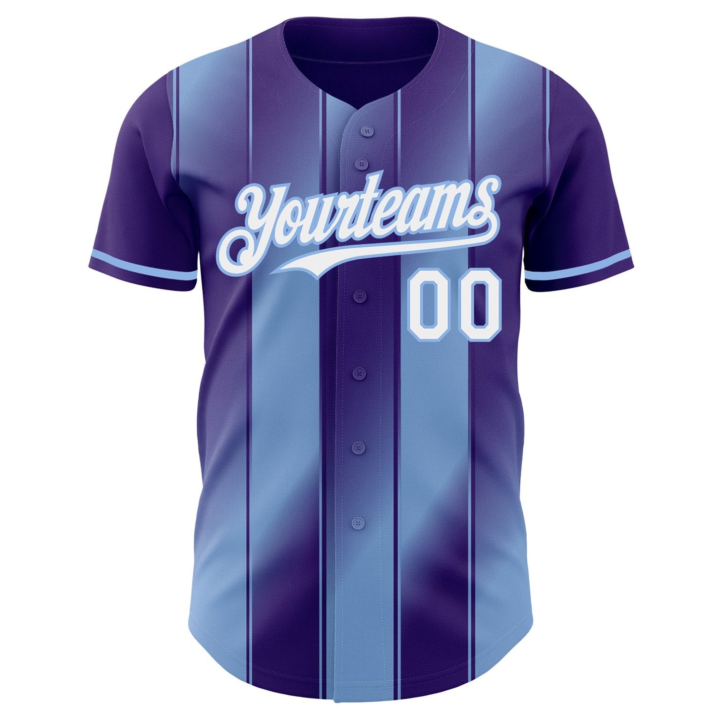 Custom Purple White-Light Blue Gradient Classic Vertical Stripe Authentic Baseball Jersey baseball jersey product view 2