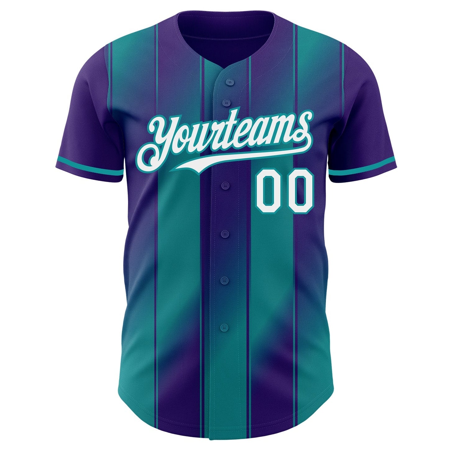 Custom Purple White-Teal Gradient Classic Vertical Stripe Authentic Baseball Jersey baseball jersey product view 2