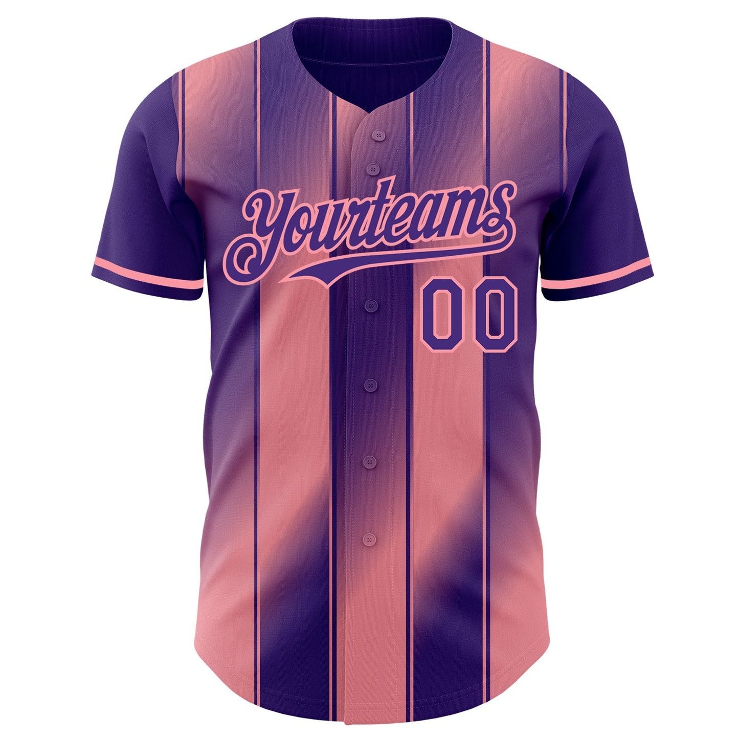 Custom Purple-Medium Pink Gradient Classic Vertical Stripe Authentic Baseball Jersey baseball jersey product view 2