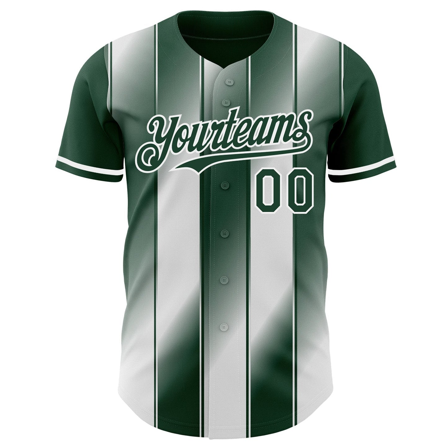 Custom Green-White Gradient Classic Vertical Stripe Authentic Baseball Jersey baseball jersey product view 2