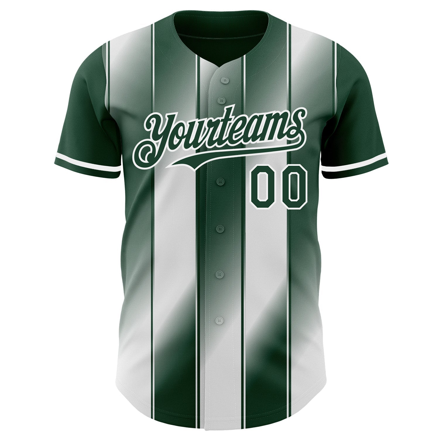 Custom Green-White Gradient Classic Vertical Stripe Authentic Baseball Jersey baseball jersey product view 2
