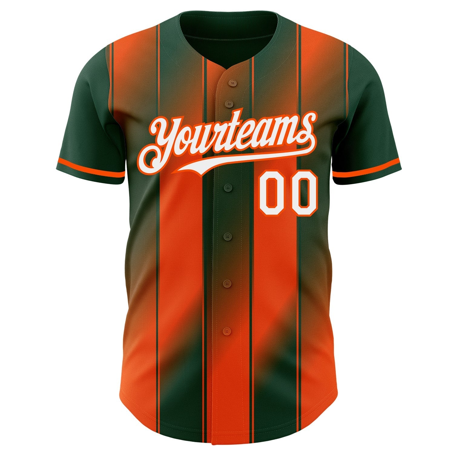 Custom Green White-Orange Gradient Classic Vertical Stripe Authentic Baseball Jersey baseball jersey product view 2