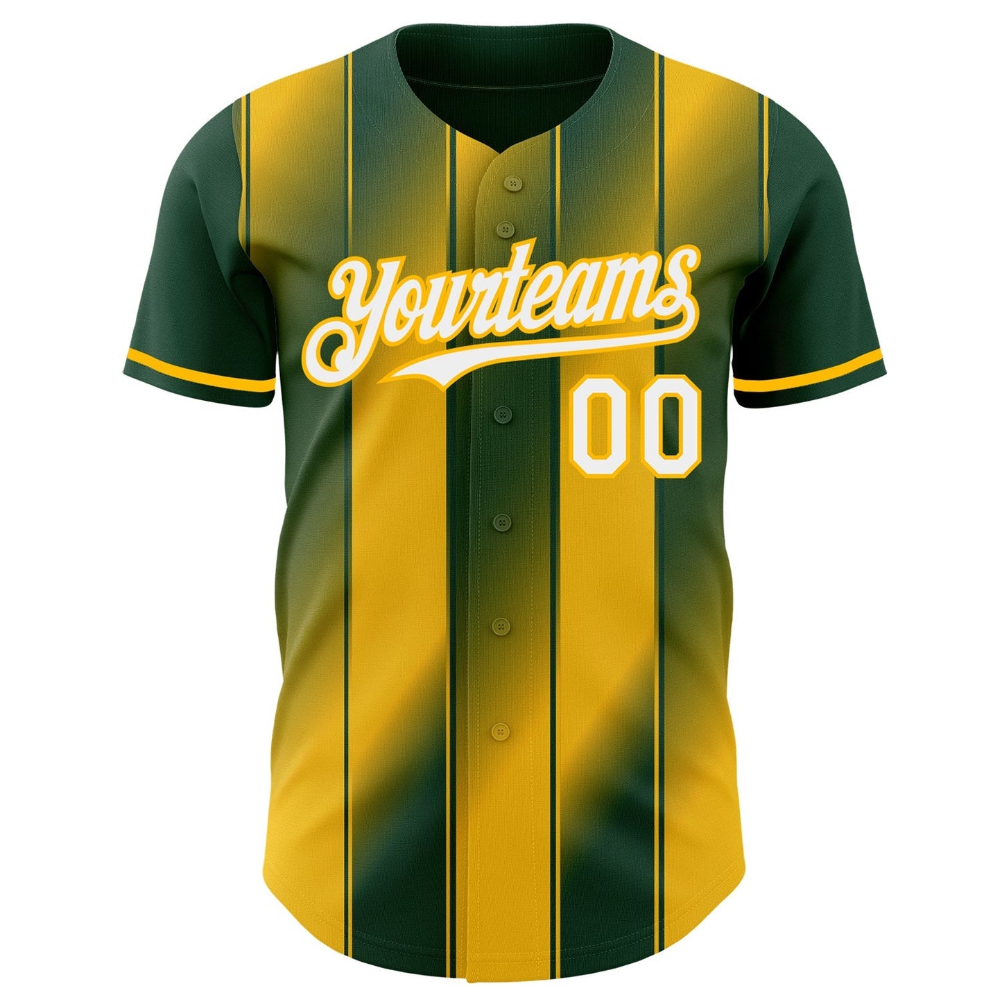 Custom Green White-Gold Gradient Classic Vertical Stripe Authentic Baseball Jersey baseball jersey product view 2