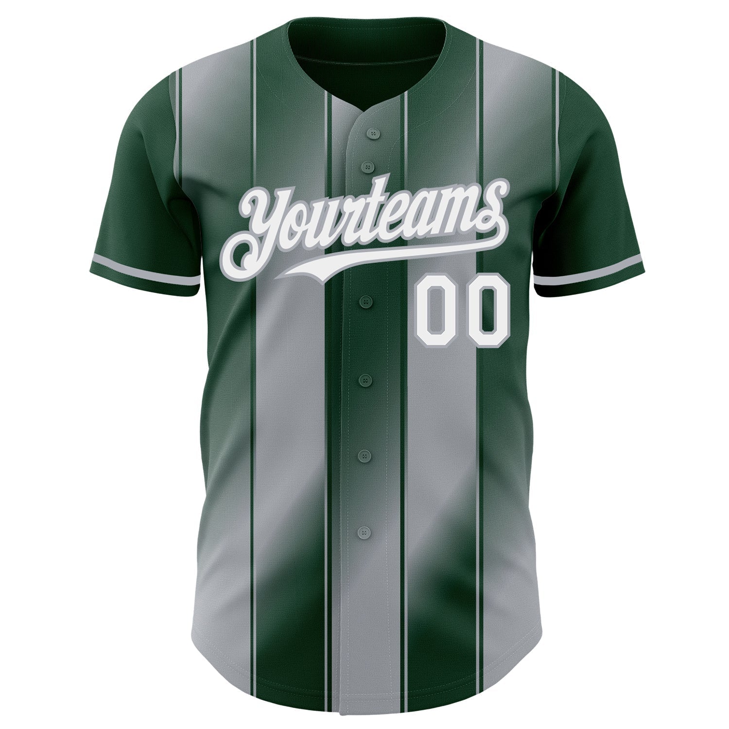 Custom Green White-Gray Gradient Classic Vertical Stripe Authentic Baseball Jersey baseball jersey product view 2