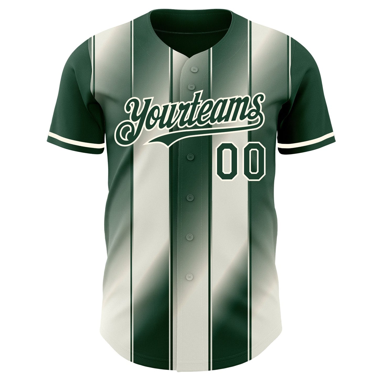 Custom Green Cream-Cream Gradient Classic Vertical Stripe Authentic Baseball Jersey baseball jersey product view 2
