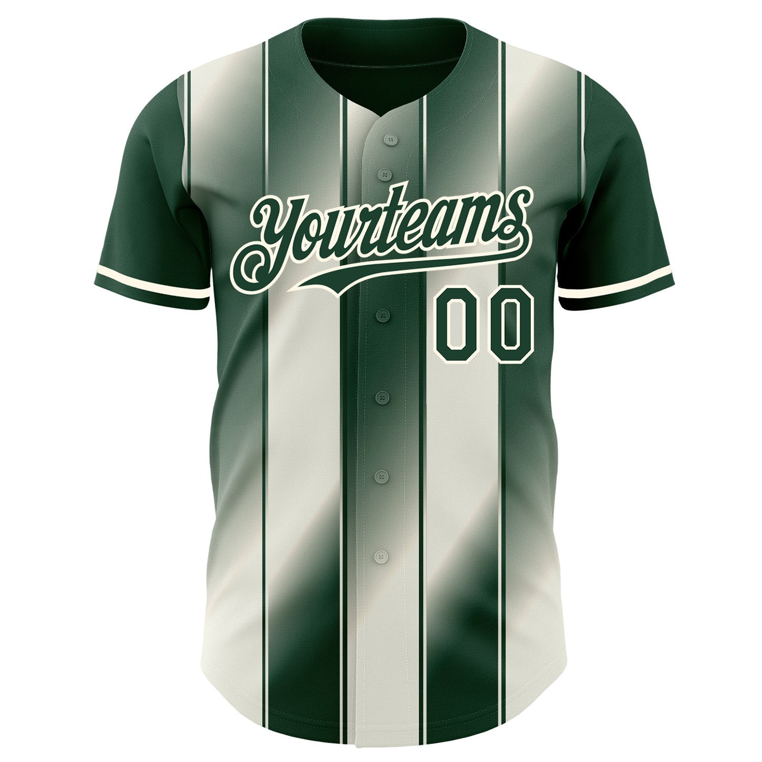 Custom Green Cream-Cream Gradient Classic Vertical Stripe Authentic Baseball Jersey baseball jersey product view 2
