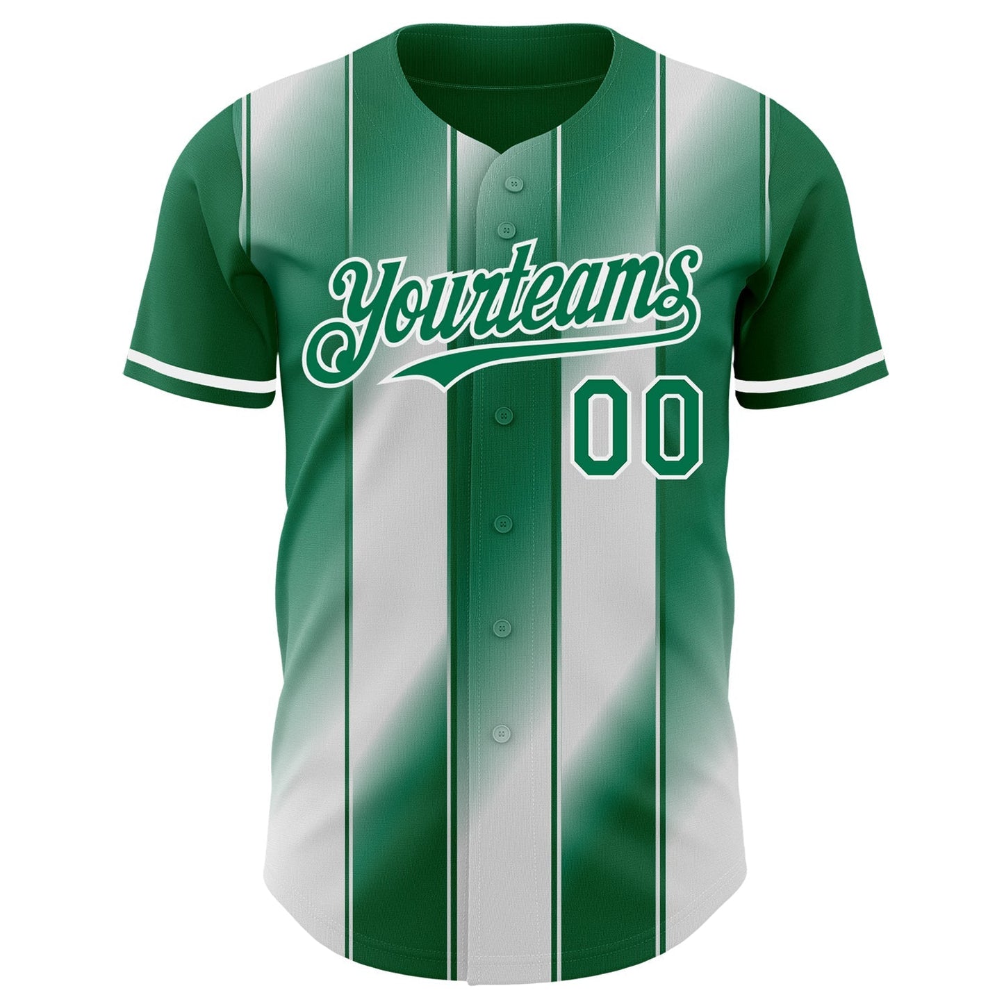 Custom Kelly Green-White Gradient Classic Vertical Stripe Authentic Baseball Jersey baseball jersey product view 2