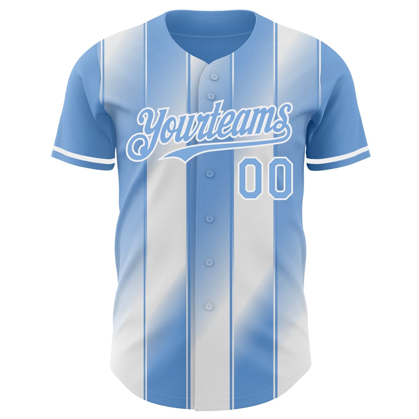 Custom Light Blue-White Gradient Classic Vertical Stripe Authentic Baseball Jersey baseball jersey product view 2