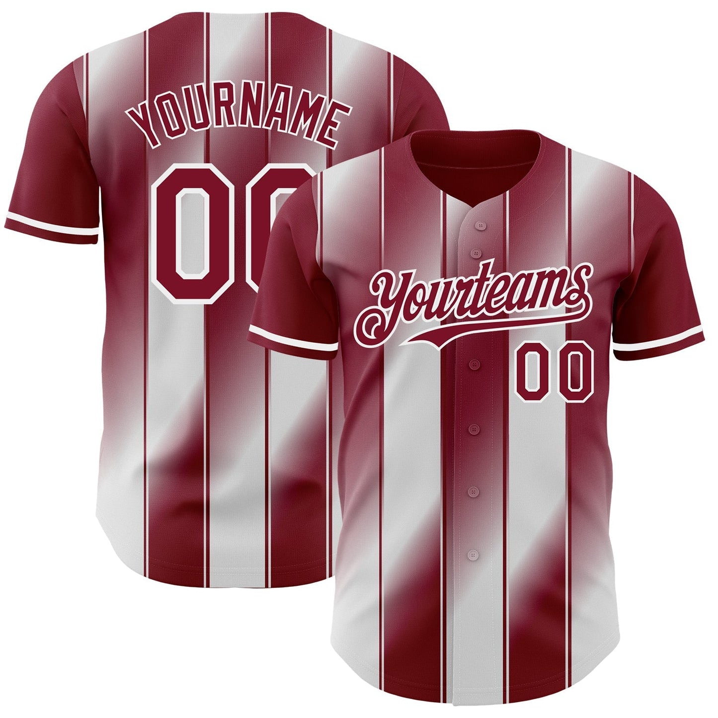 Custom Crimson-White Gradient Classic Vertical Stripe Authentic Baseball Jersey baseball jersey product view 1