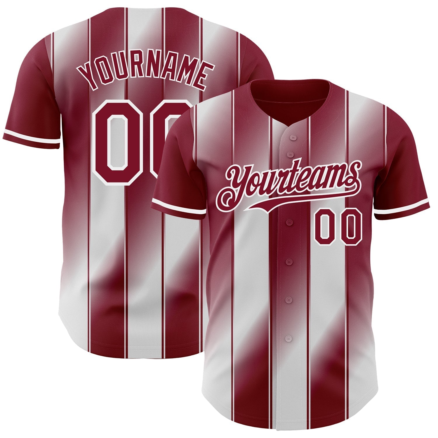 Custom Crimson-White Gradient Classic Vertical Stripe Authentic Baseball Jersey baseball jersey product view 1