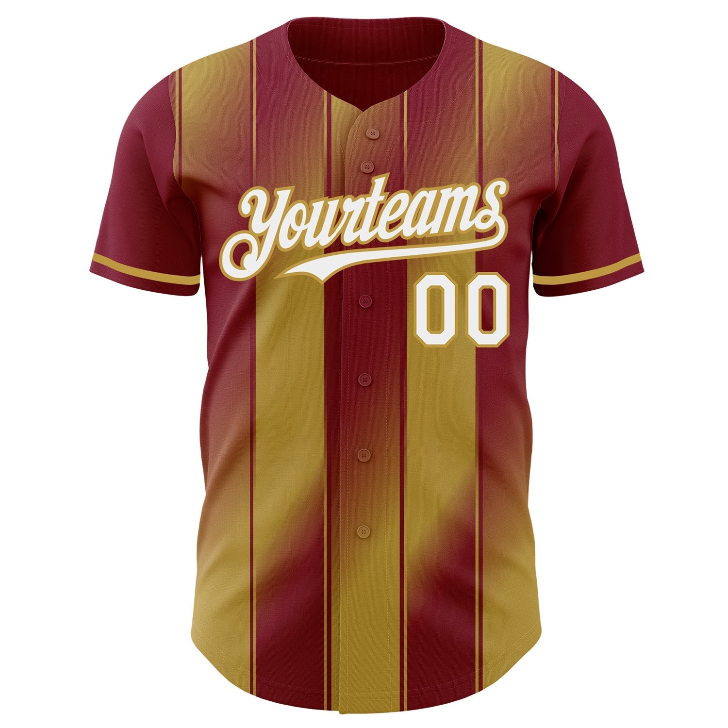 Custom Crimson White-Old Gold Gradient Classic Vertical Stripe Authentic Baseball Jersey baseball jersey product view 2