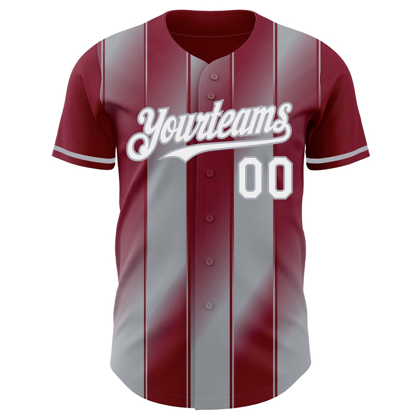 Custom Crimson White-Gray Gradient Classic Vertical Stripe Authentic Baseball Jersey baseball jersey product view 2