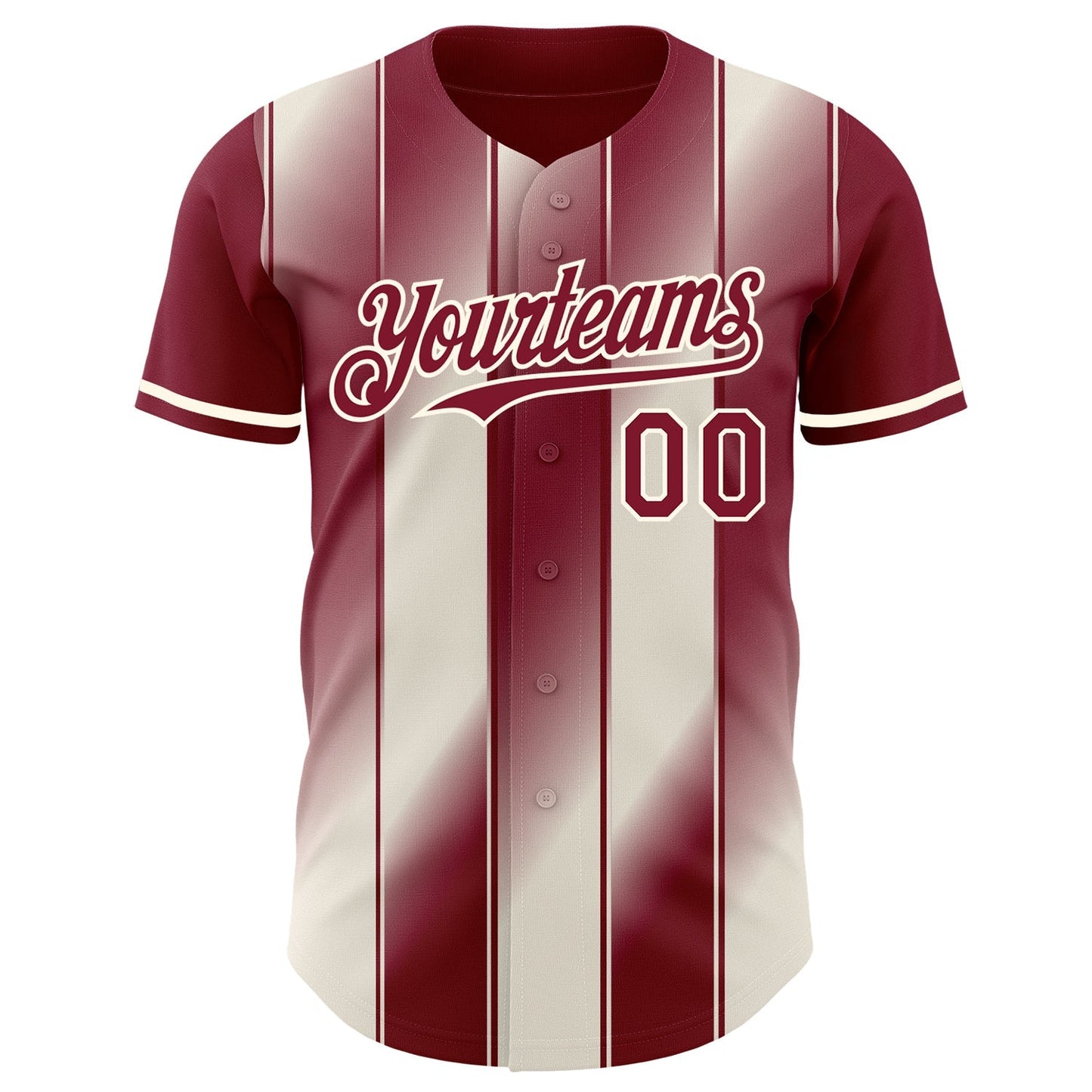 Custom Crimson Cream-Cream Gradient Classic Vertical Stripe Authentic Baseball Jersey baseball jersey product view 2