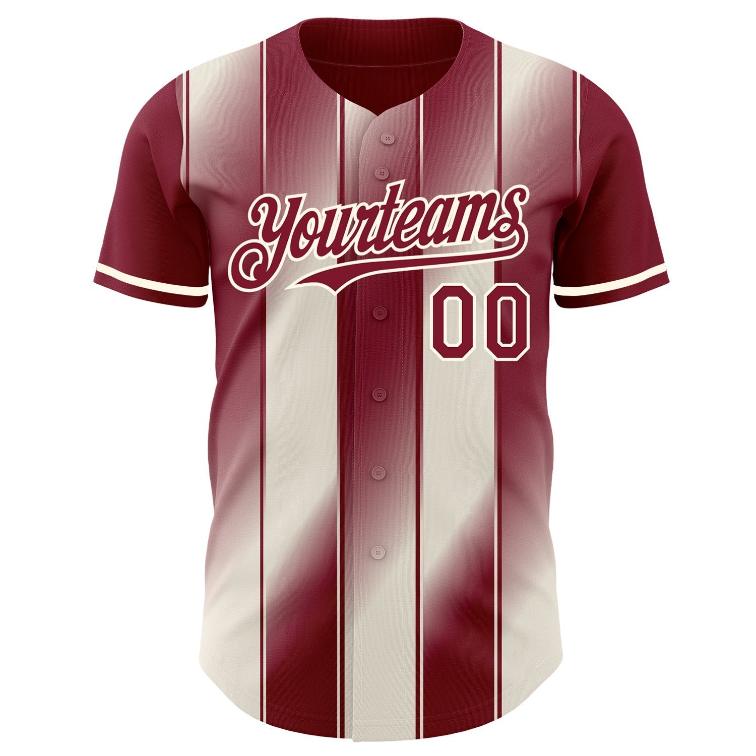 Custom Crimson Cream-Cream Gradient Classic Vertical Stripe Authentic Baseball Jersey baseball jersey product view 2
