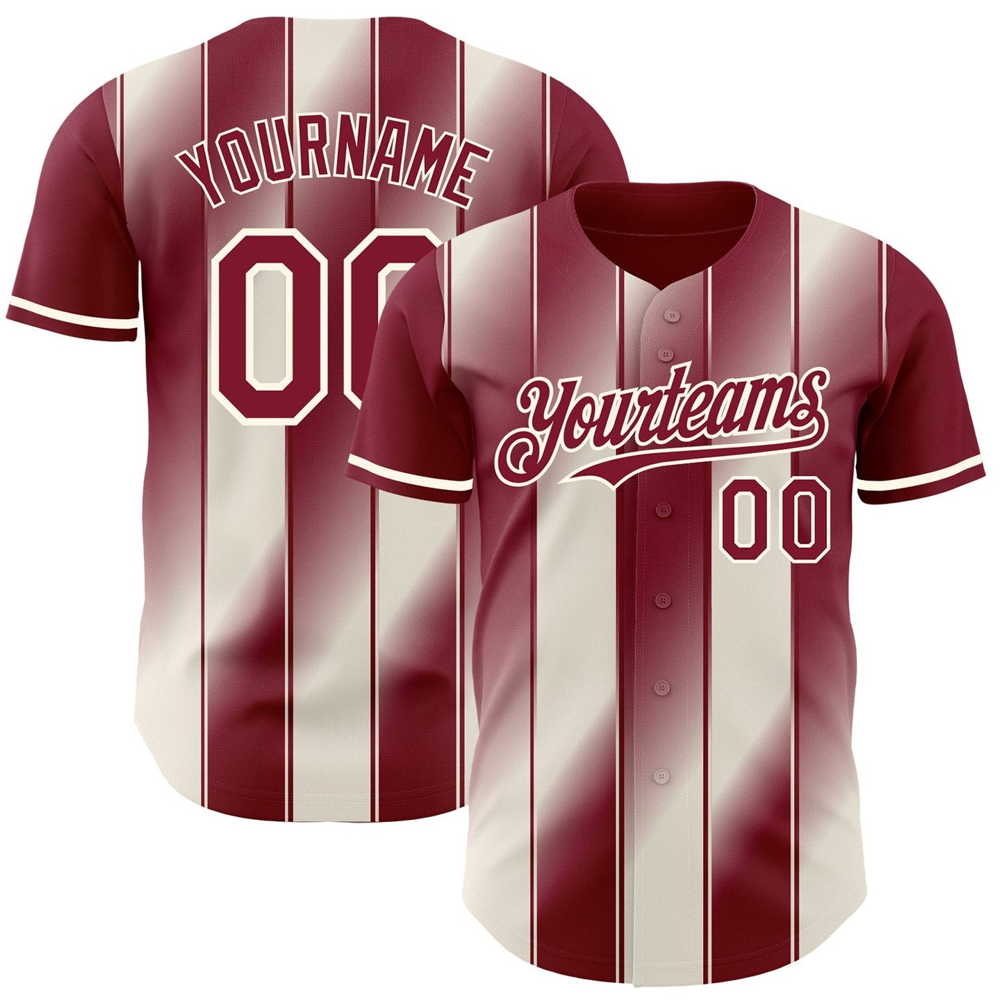 Custom Crimson Cream-Cream Gradient Classic Vertical Stripe Authentic Baseball Jersey baseball jersey product view 1