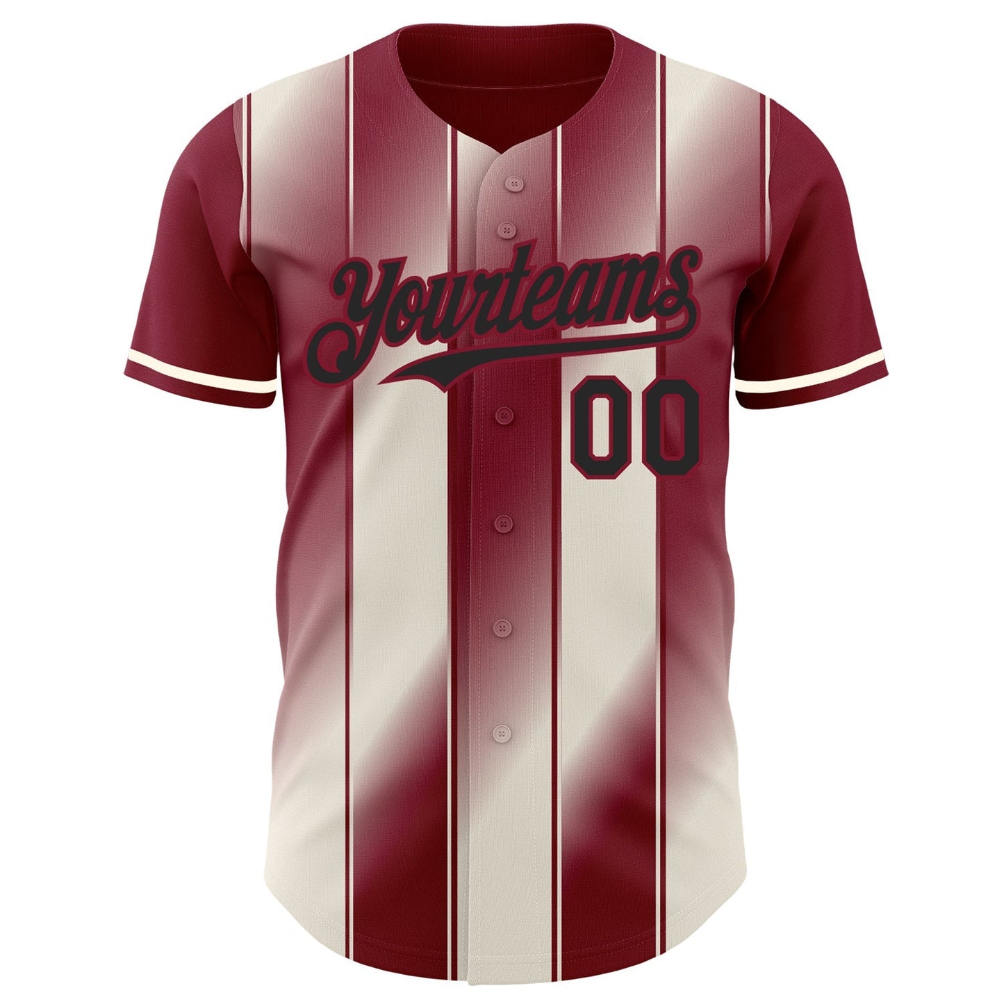 Custom Crimson Black-Cream Gradient Classic Vertical Stripe Authentic Baseball Jersey baseball jersey product view 2