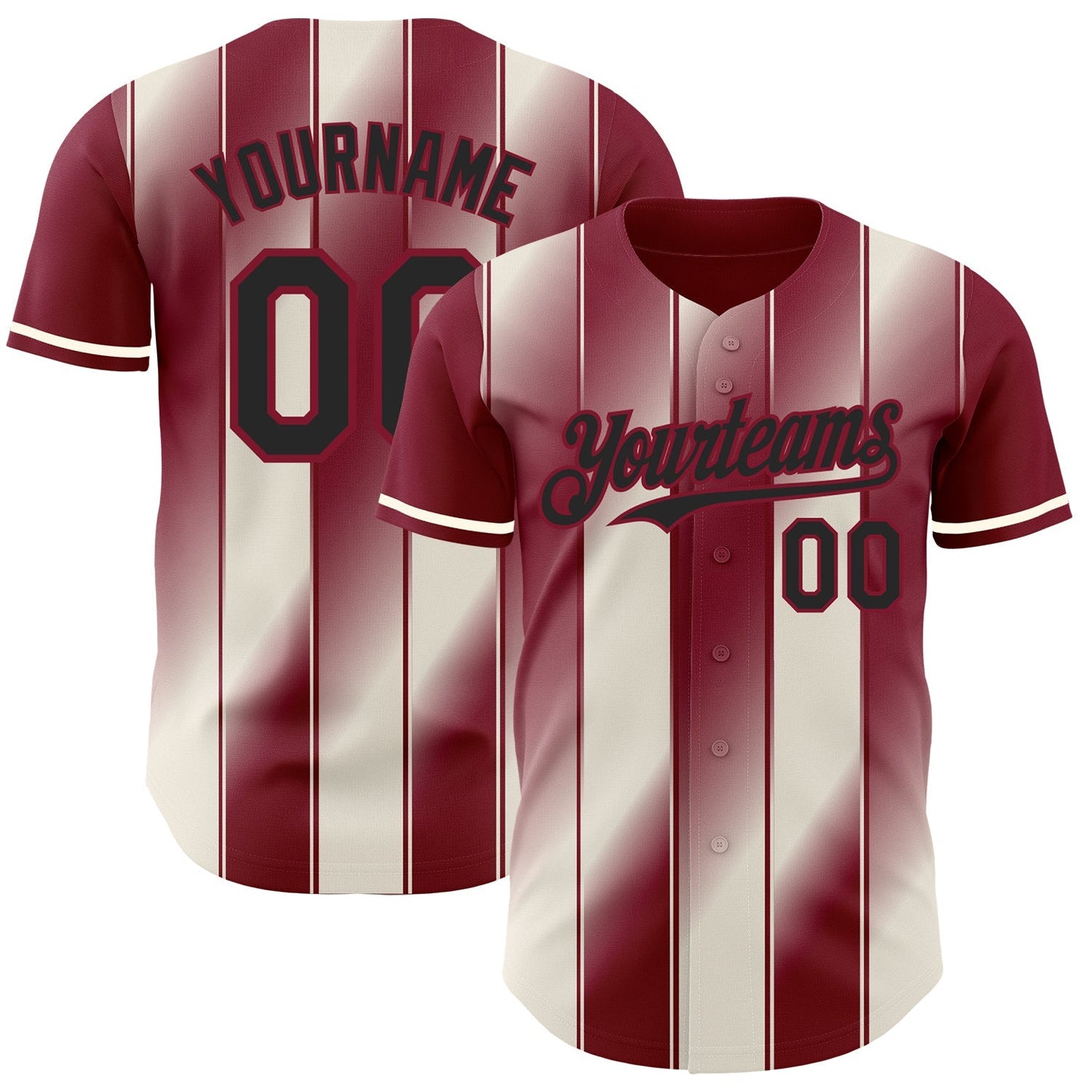 Custom Crimson Black-Cream Gradient Classic Vertical Stripe Authentic Baseball Jersey baseball jersey product view 1