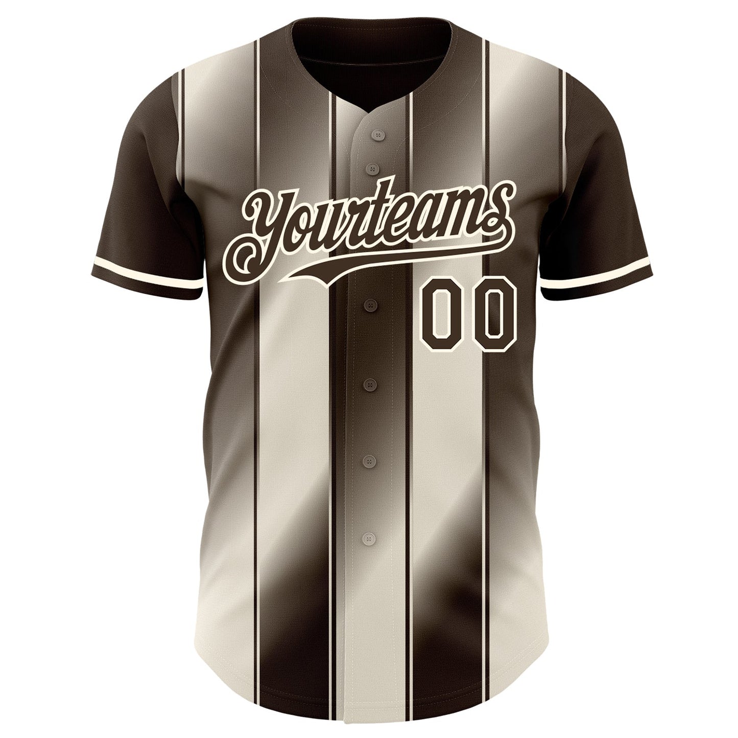 Custom Brown Cream-Cream Gradient Classic Vertical Stripe Authentic Baseball Jersey baseball jersey product view 2