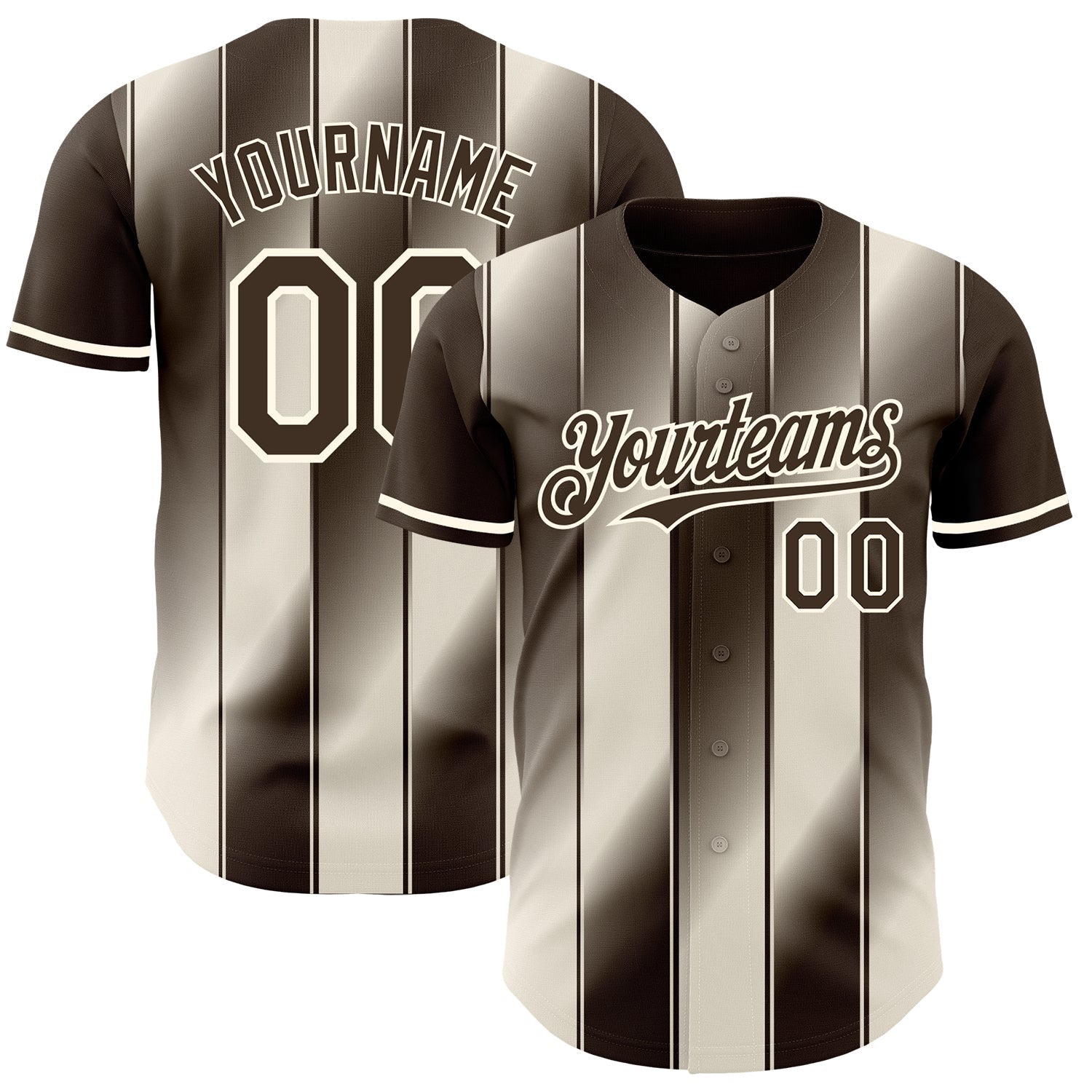 Custom Brown Cream-Cream Gradient Classic Vertical Stripe Authentic Baseball Jersey baseball jersey product view 1