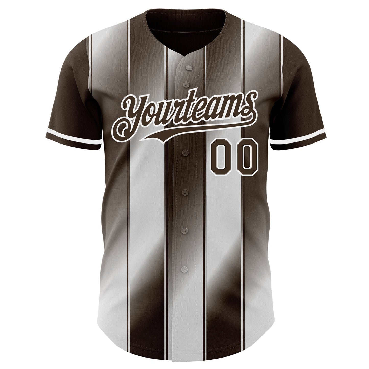 Custom Brown-White Gradient Classic Vertical Stripe Authentic Baseball Jersey baseball jersey product view 2