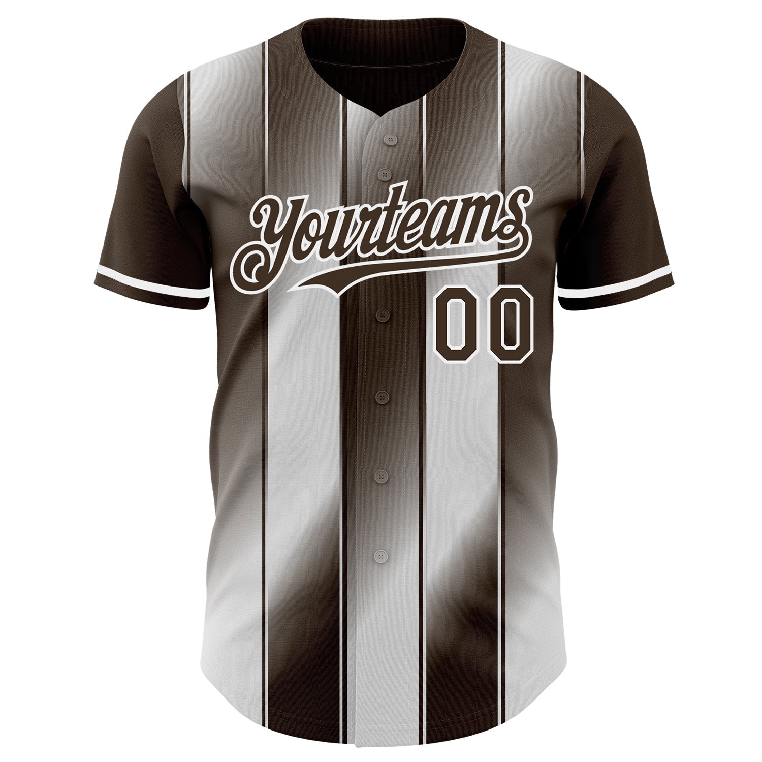 Custom Brown-White Gradient Classic Vertical Stripe Authentic Baseball Jersey baseball jersey product view 2