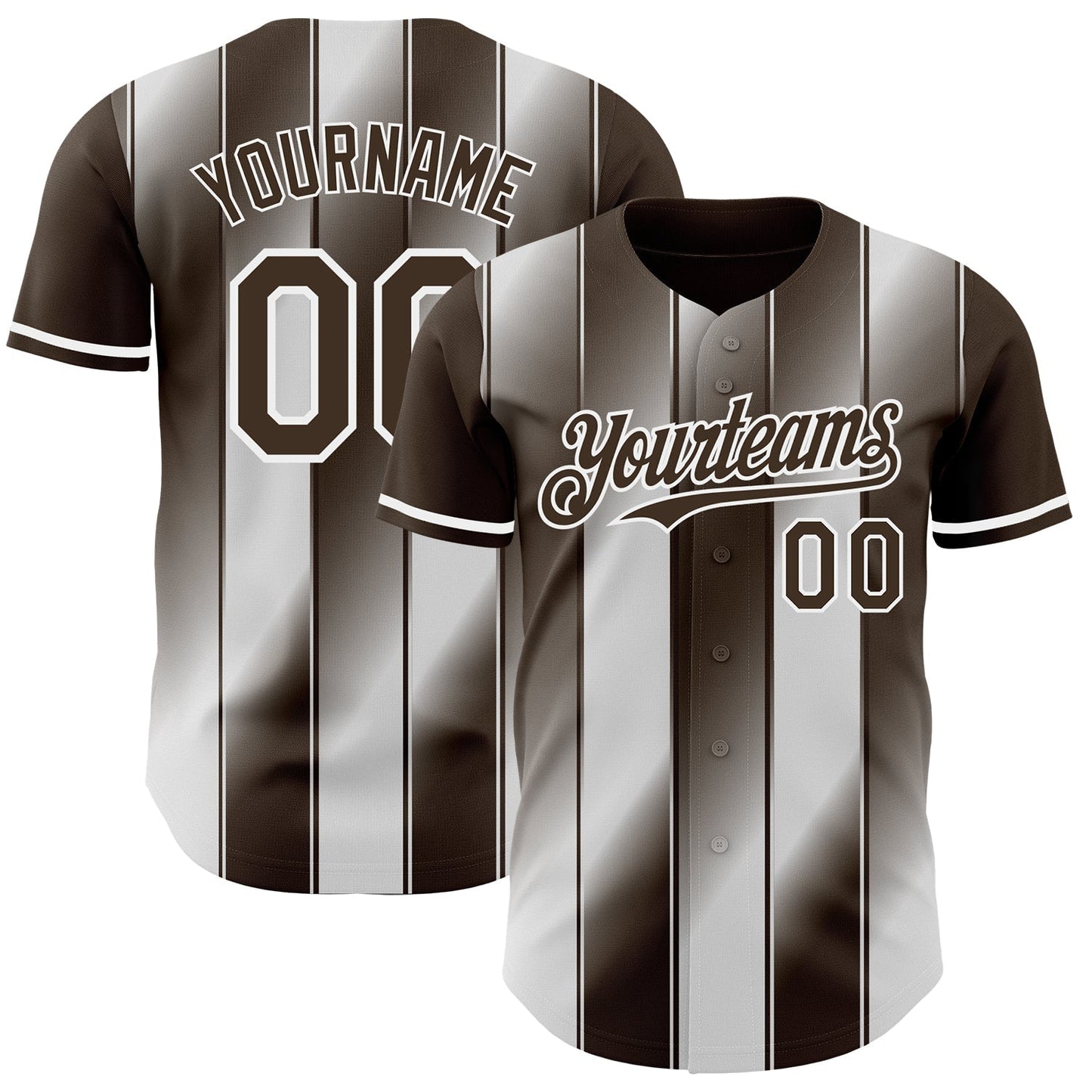 Custom Brown-White Gradient Classic Vertical Stripe Authentic Baseball Jersey baseball jersey product view 1