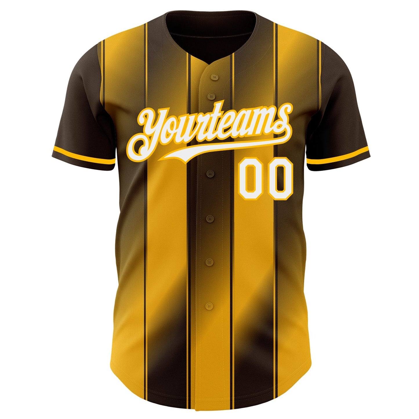 Custom Brown White-Gold Gradient Classic Vertical Stripe Authentic Baseball Jersey baseball jersey product view 2
