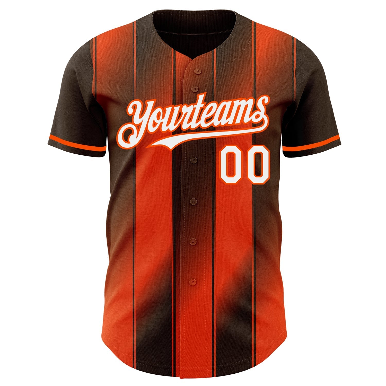 Custom Brown White-Orange Gradient Classic Vertical Stripe Authentic Baseball Jersey baseball jersey product view 2