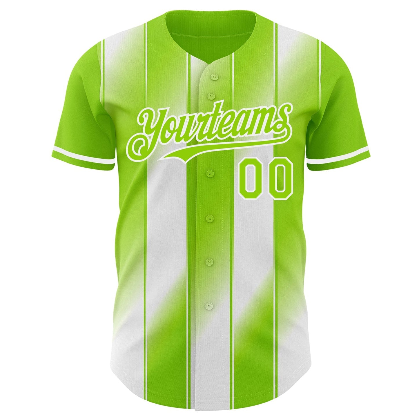 Custom Neon Green-White Gradient Classic Vertical Stripe Authentic Baseball Jersey baseball jersey product view 2