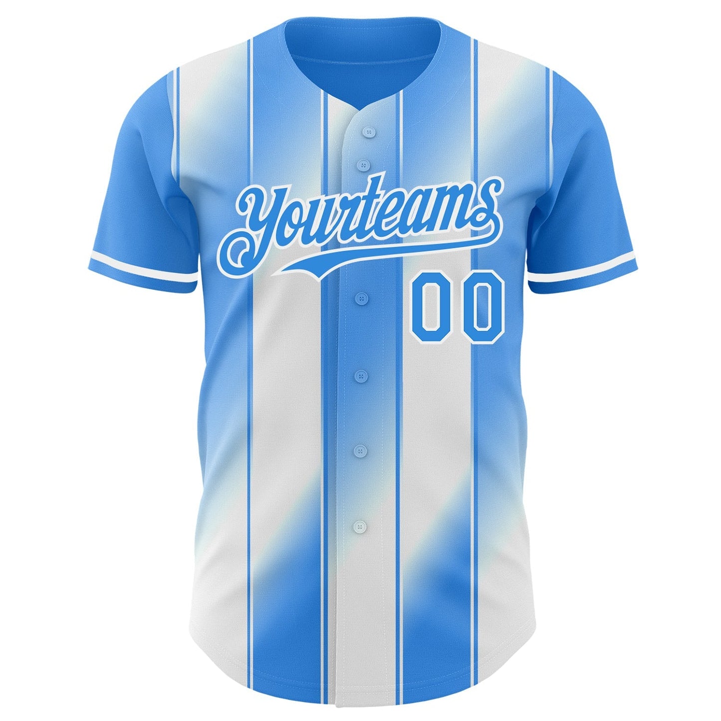 Custom Electric Blue-White Gradient Classic Vertical Stripe Authentic Baseball Jersey baseball jersey product view 2