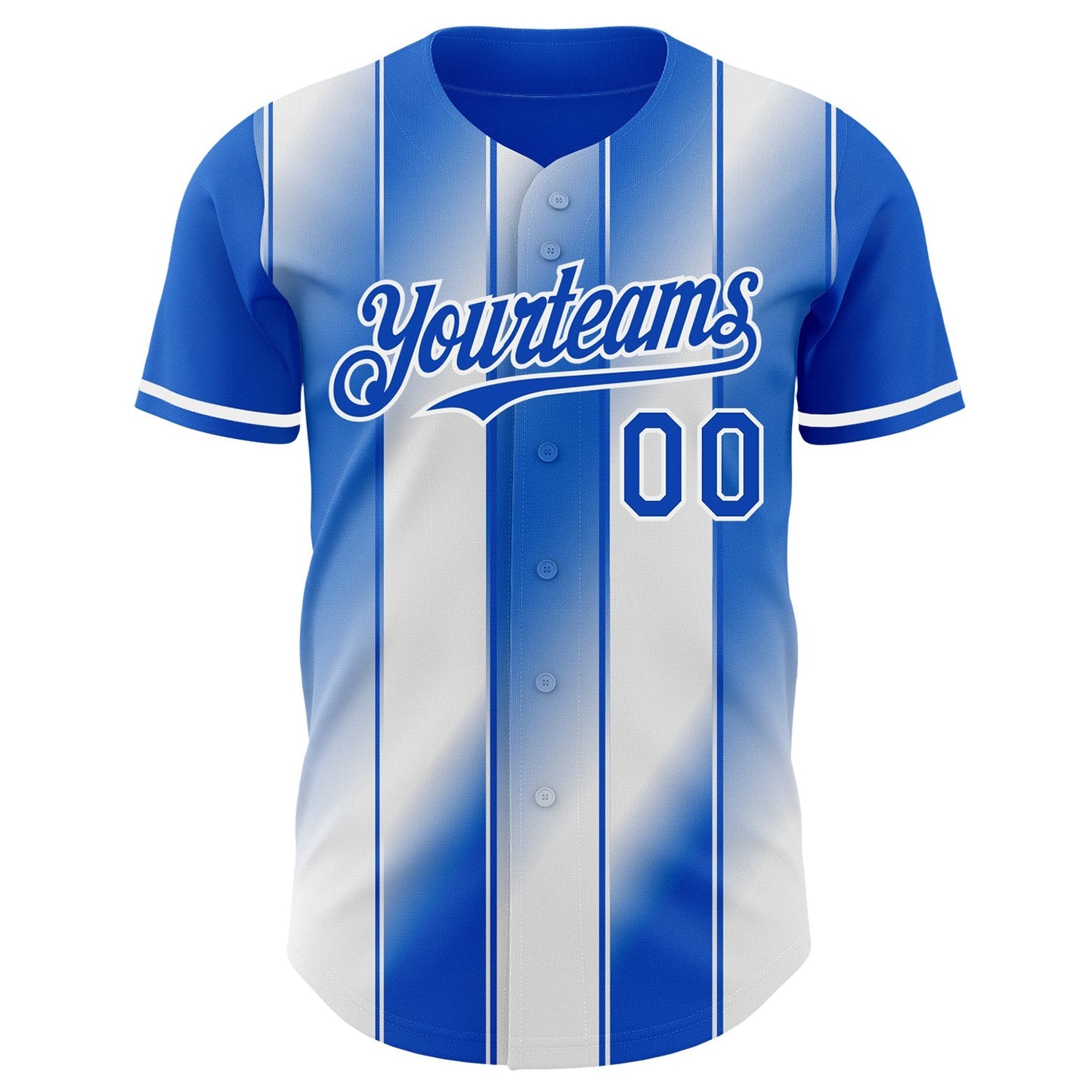 Custom Thunder Blue-White Gradient Classic Vertical Stripe Authentic Baseball Jersey baseball jersey product view 2