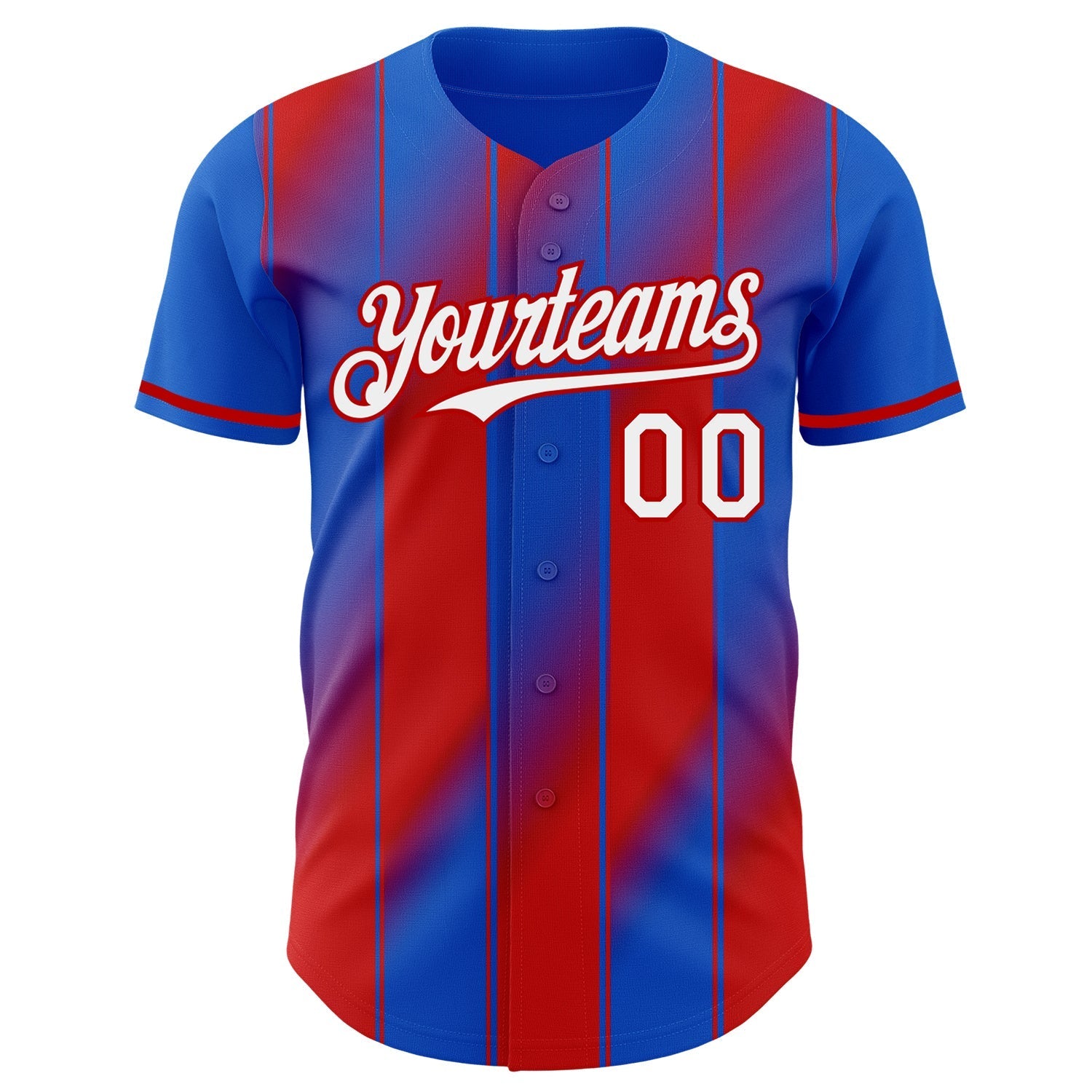 Custom Thunder Blue White-Red Gradient Classic Vertical Stripe Authentic Baseball Jersey baseball jersey product view 2
