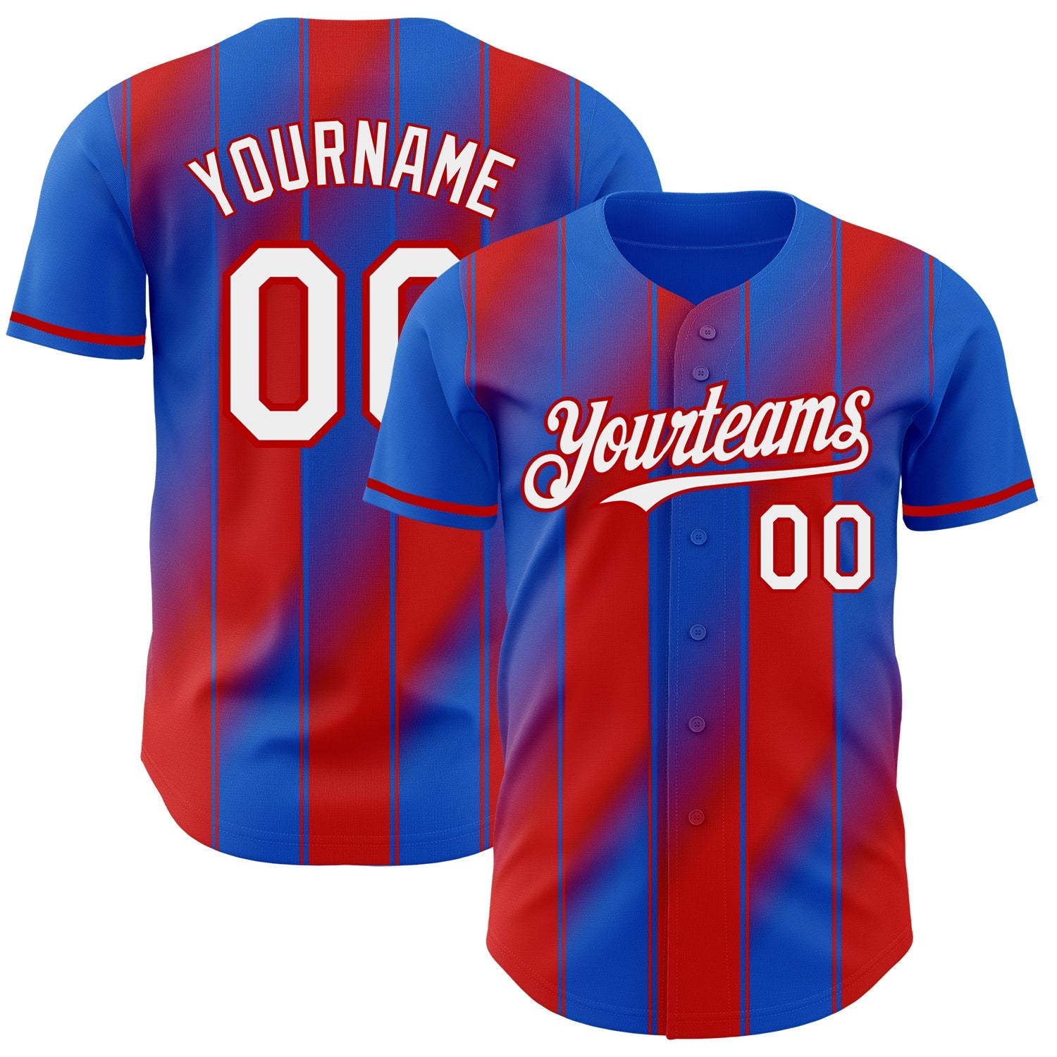 Custom Thunder Blue White-Red Gradient Classic Vertical Stripe Authentic Baseball Jersey baseball jersey product view 1