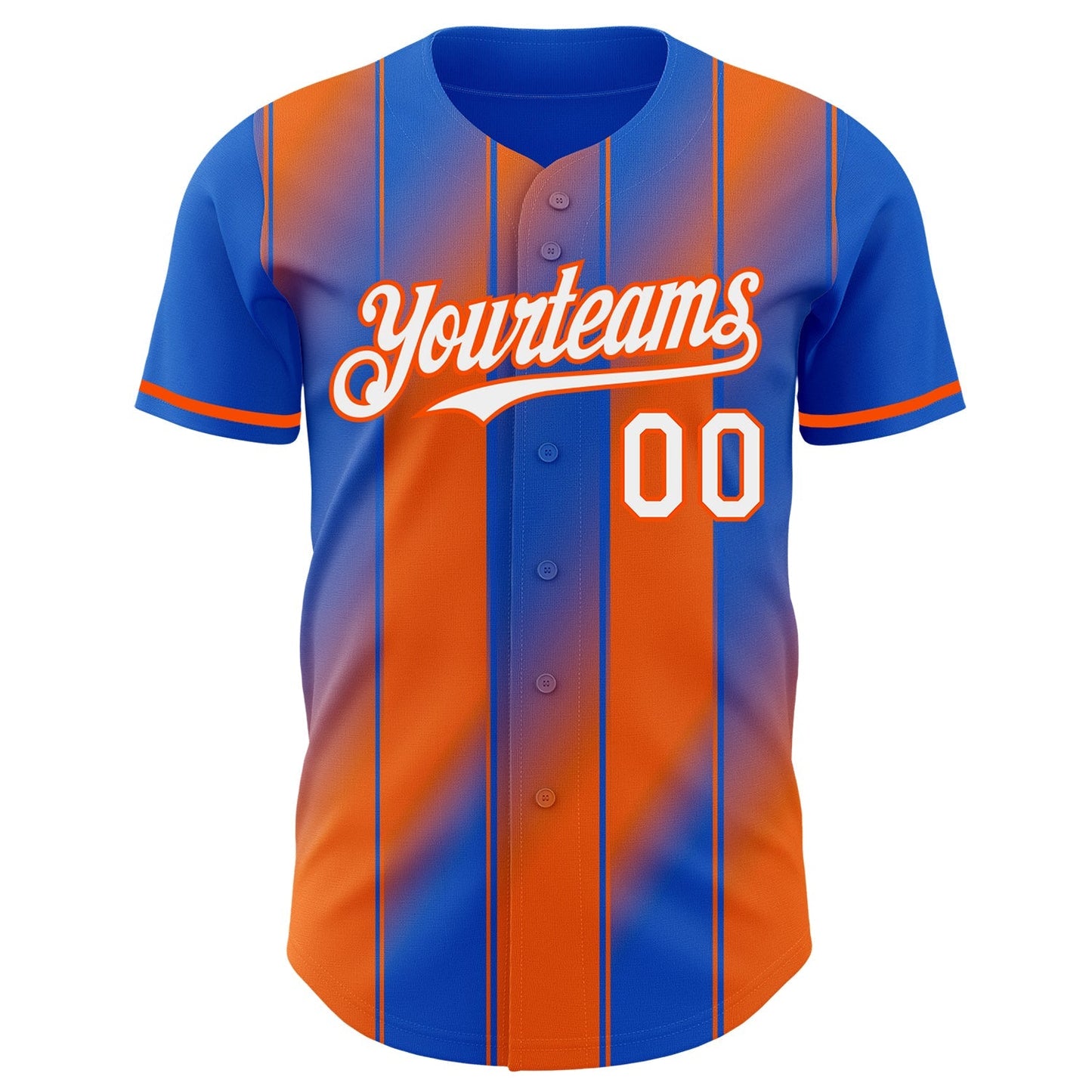 Custom Thunder Blue White-Orange Gradient Classic Vertical Stripe Authentic Baseball Jersey baseball jersey product view 2